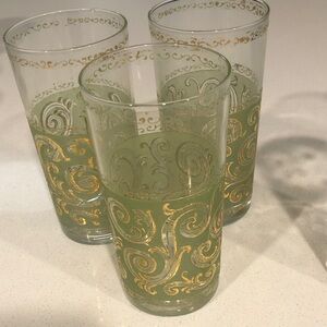 Elegant Gold and Green Swirl Glasses